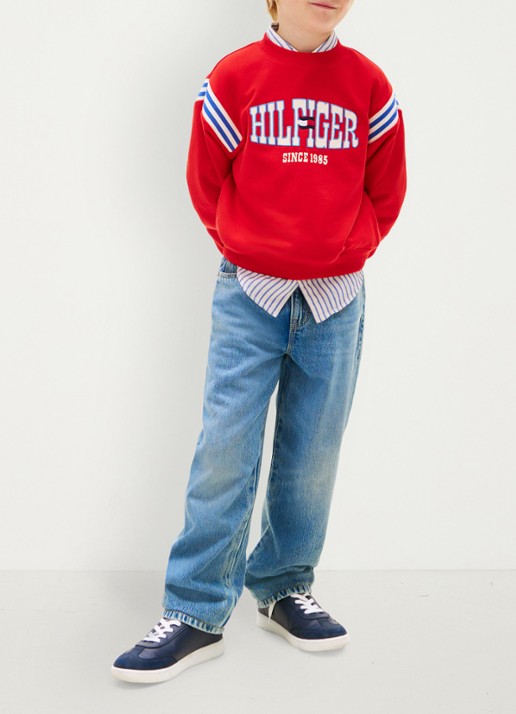 Tommy Hilfiger Trui met logoprint - voorkant 2 rood