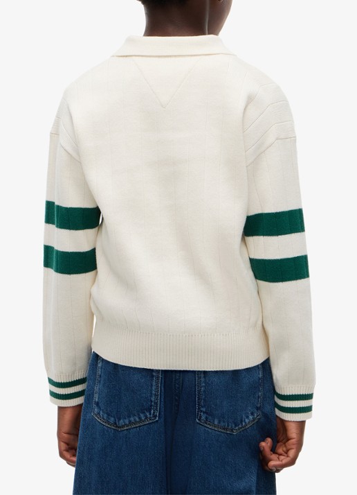 Tommy Hilfiger Trui met polokraag en logo  - achterkant 3 ivoor