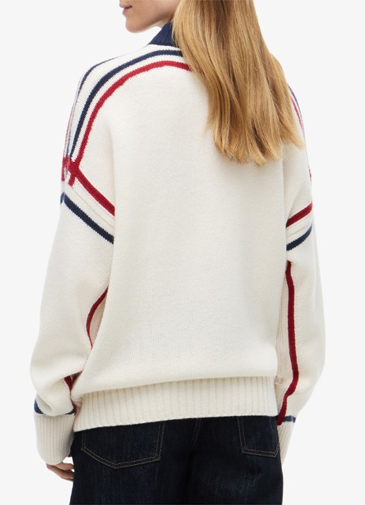 Tommy Hilfiger Trui van wol met col - achterkant ivoor