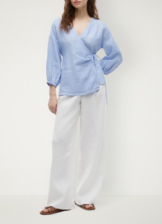 Tommy Hilfiger Tuniek met strikceintuur - voorkant 4 lichtblauw