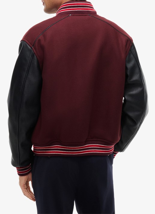 Tommy Hilfiger Varsity baseball jack in kasjmierblend  - achterkant 5 bordeauxrood