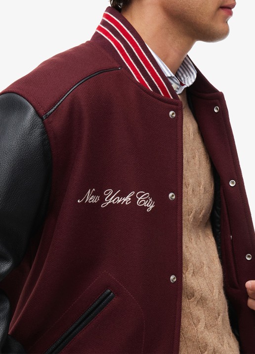 Tommy Hilfiger Varsity baseball jack in kasjmierblend  - detail 4 bordeauxrood