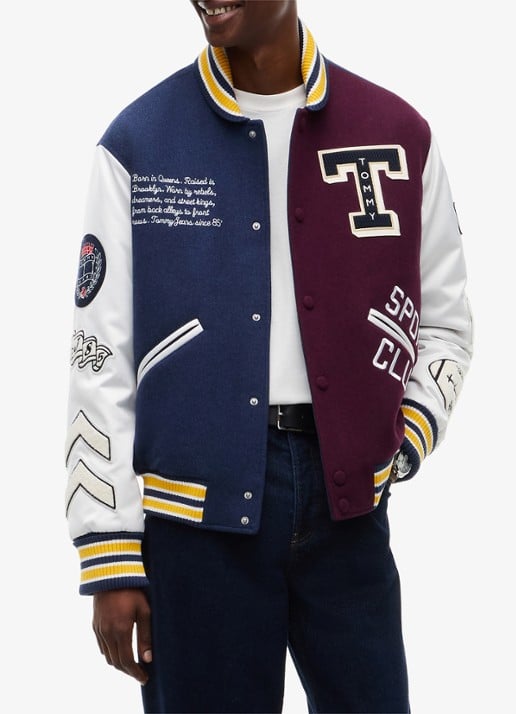 Tommy Hilfiger Varsity baseball jack in wolblend met logo