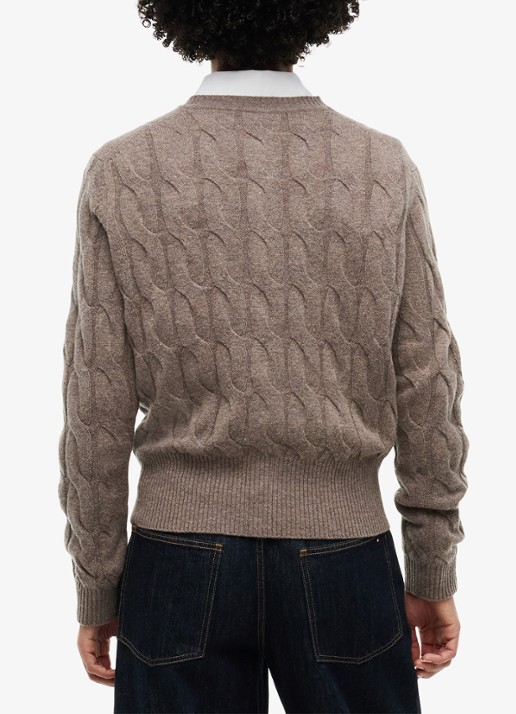 Tommy Hilfiger Vest van wol met logo  - achterkant 4 bruin