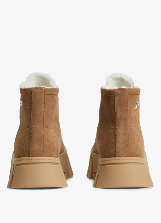 Tommy Hilfiger Veterschoen van suède met plateauzool  - detail 4 camel