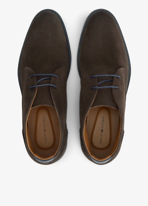 Tommy Hilfiger Veterschoen van suède - detail 5 donkerbruin
