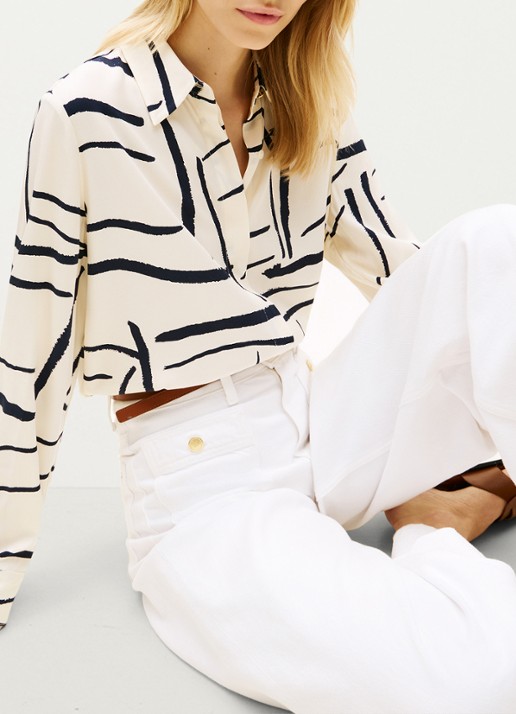 Tommy Hilfiger Vis blouse met grafische print - detail 5 beige