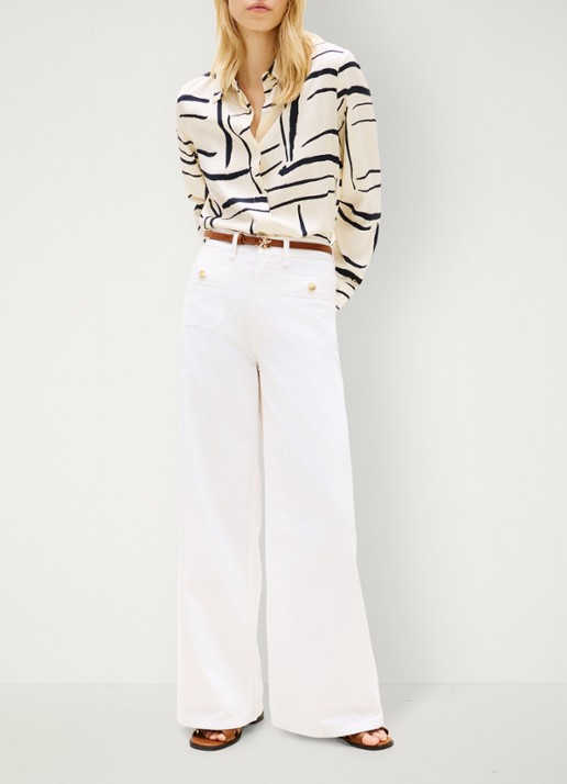Tommy Hilfiger Vis blouse met grafische print - voorkant 3 beige
