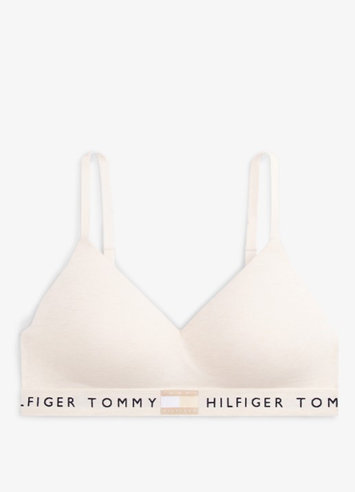 Tommy Hilfiger Voorgevormde bh met logoband - voorkant beige