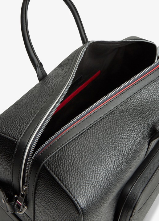 Tommy Hilfiger Weekendtas met logo - detail diepzwart