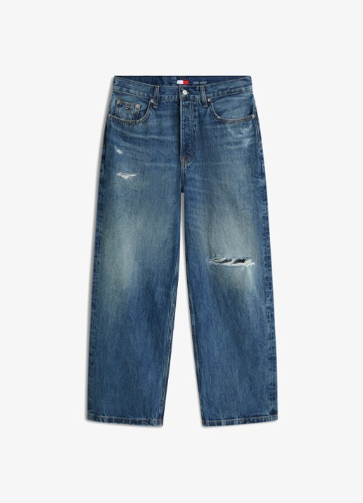 Tommy Hilfiger Wide leg jeans met medium wassing  - voorkant denim