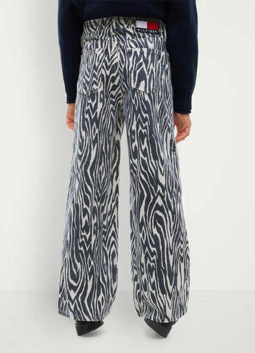 Tommy Hilfiger Wide leg jeans met zebraprint - achterkant multicolor
