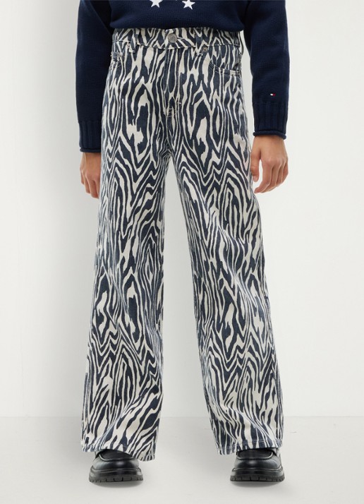 Tommy Hilfiger Wide leg jeans met zebraprint - detail 4 multicolor