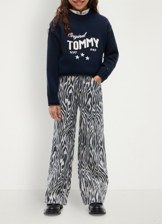 Tommy Hilfiger Wide leg jeans met zebraprint - voorkant 3 multicolor