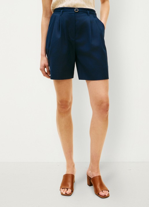 Tommy Hilfiger Wide leg korte broek van linnen met steekzakken