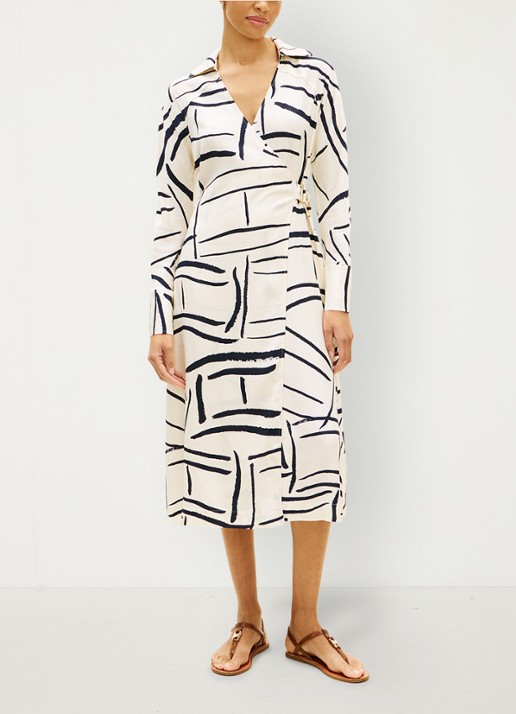 Tommy Hilfiger Wikkeljurk met grafische print - voorkant 2 multicolor