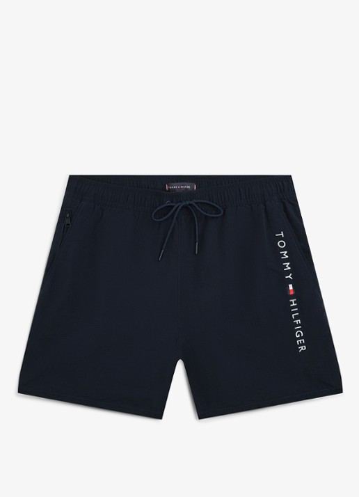 Tommy Hilfiger Zwemshorts met logo - voorkant donkerblauw