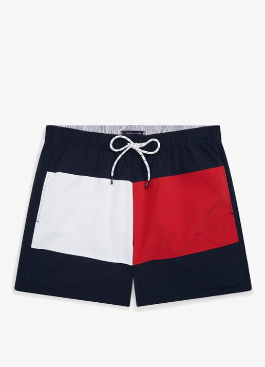 Tommy Hilfiger Zwemshorts met logo - voorkant donkerblauw