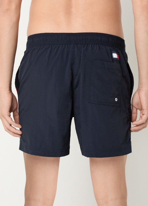 Tommy Hilfiger Zwemshorts met logoprint en steekzakken - achterkant 4 donkerblauw