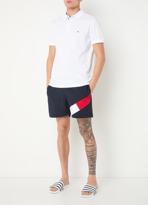 Tommy Hilfiger Zwemshorts met logoprint en steekzakken - voorkant 2 donkerblauw
