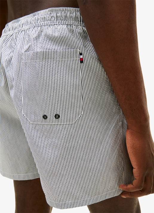 Tommy Hilfiger Zwemshorts met streepprint en logo - detail 5 grijs