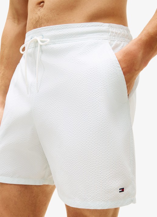 Tommy Hilfiger Zwemshorts met streepprint en logo - detail 3 lichtblauw