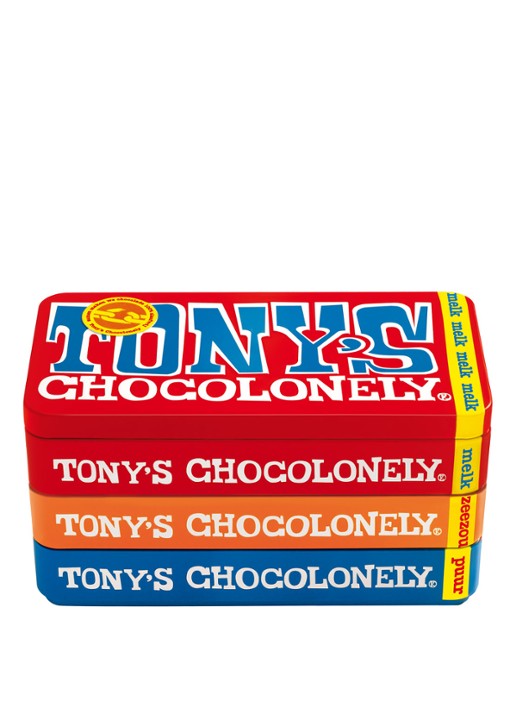 Tony's Chocolonely Cadeaublik met 3 chocoladerepen - voorkant undefined