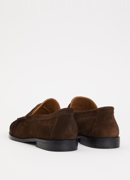 Toral Blake loafer van suède - achterkant 5 donkerbruin