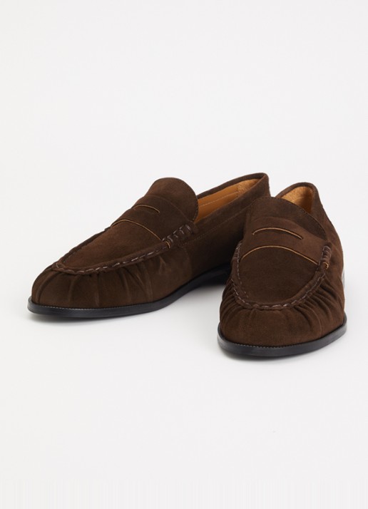 Toral Blake loafer van suède - detail 2 donkerbruin