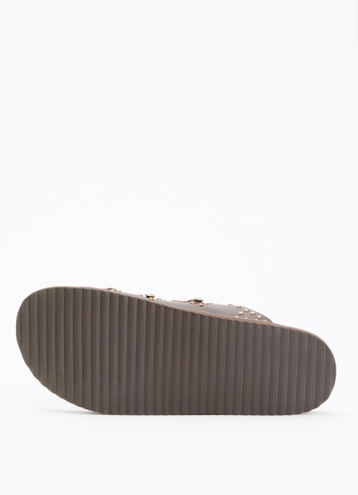 Toral Marta slipper van leer met studs - detail 3 donkerbruin