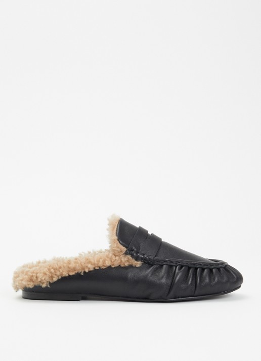 Toral Piper Winter loafer van leer  - voorkant zwart