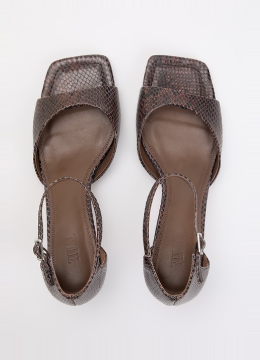 Toral Rubby sandalette van leer met slangenprint - detail 3 bruin