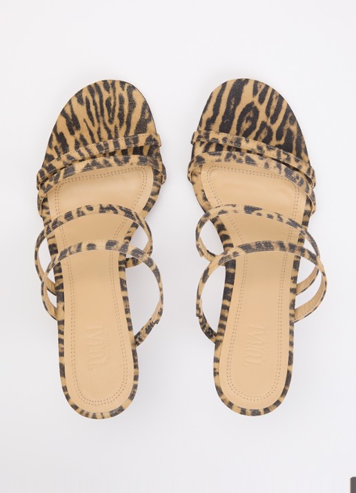 Toral Weekend sandalette van suède met panterprint - detail 4 beige