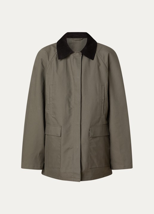 TOTEME Barn jack met details van corduroy en paspelzakken - voorkant 5 bronsgroen