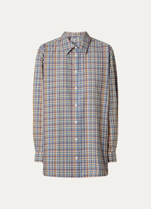 TOTEME Blouse met ruitdessin  - voorkant 4 okergeel
