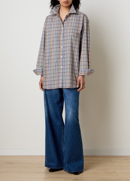 TOTEME Blouse met ruitdessin  - voorkant 5 okergeel