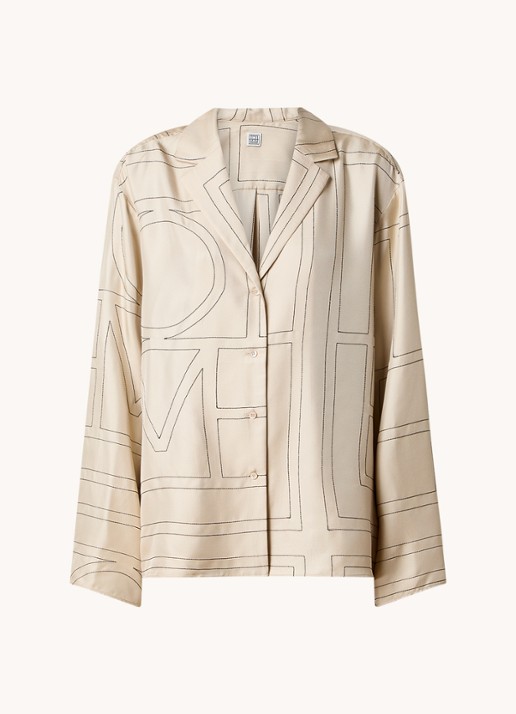 TOTEME Blouse van zijde met grafische print - voorkant 3 beige