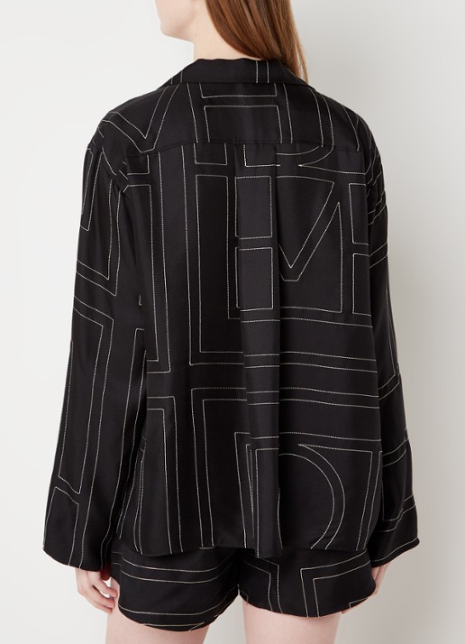 TOTEME Blouse van zijde met grafische print - achterkant zwart