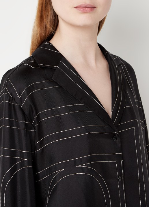 TOTEME Blouse van zijde met grafische print - detail 5 zwart