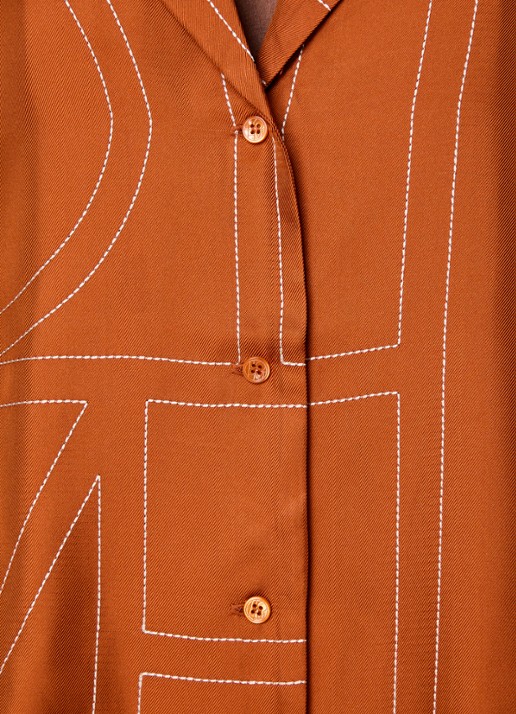 TOTEME Blouse van zijde met logoborduring - detail 3 oranjebruin