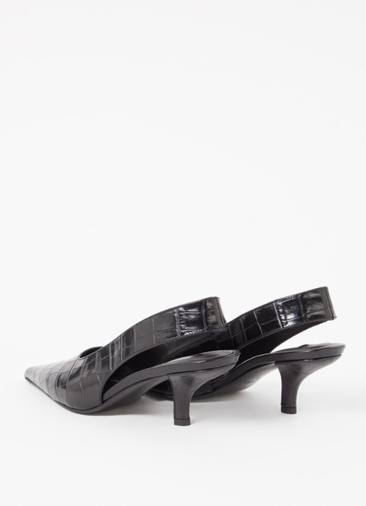 TOTEME Classic slingback van leer met crocostructuur - achterkant 8 zwart