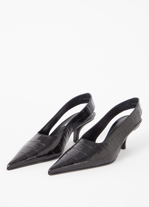 TOTEME Classic slingback van leer met crocostructuur - detail 4 zwart