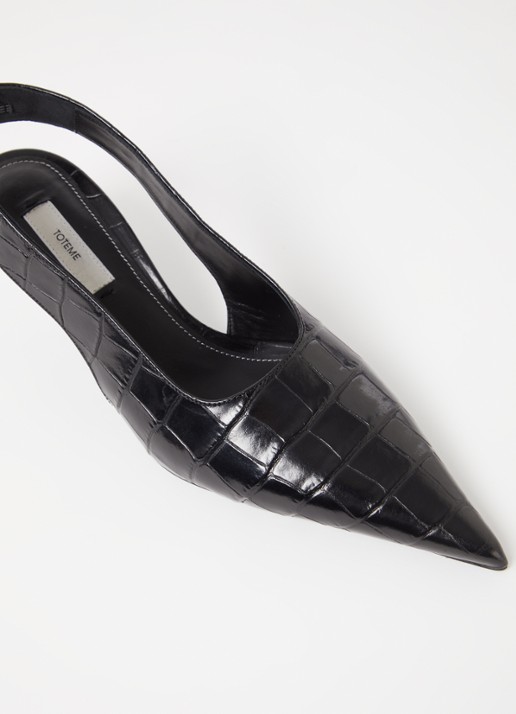 TOTEME Classic slingback van leer met crocostructuur - detail 7 zwart