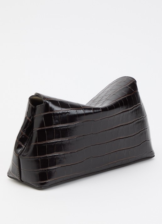 TOTEME Clutch van kalfsleer met crocostructuur - achterkant 4 donkerbruin