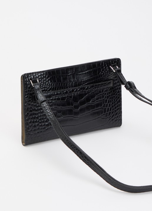 TOTEME Crossbody tas van kalfsleer en cocostructuur - achterkant zwart
