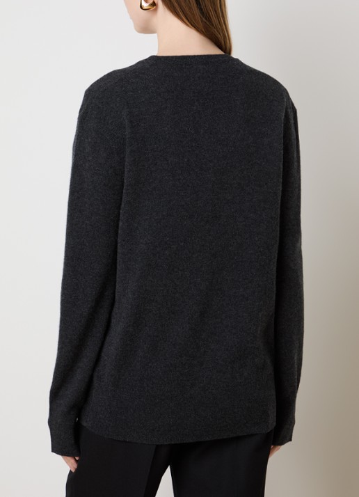 TOTEME Fijngebreide pullover van kasjmier met V-hals - achterkant antraciet