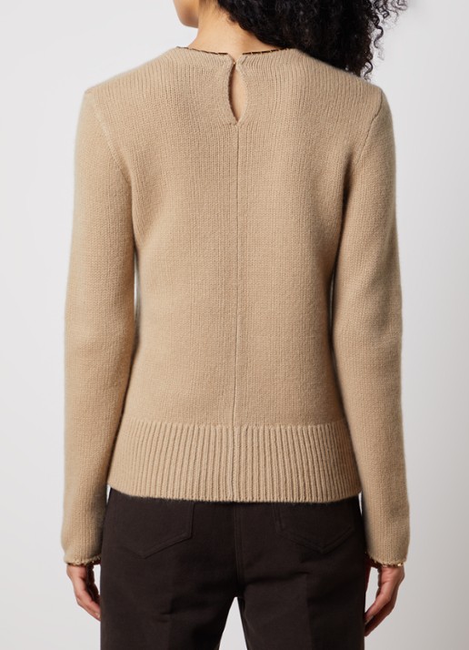 TOTEME Fijngebreide trui in kasjmierblend met kettingdetail - achterkant 3 beige