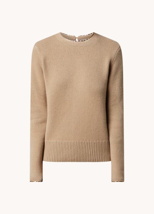 TOTEME Fijngebreide trui in kasjmierblend met kettingdetail - voorkant beige