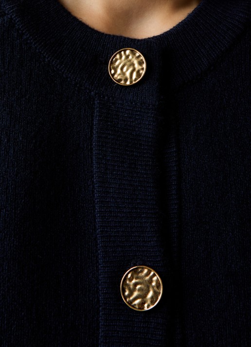 TOTEME Grofgebreid vest in wolblend met opgestikte zakken - detail 3 donkerblauw