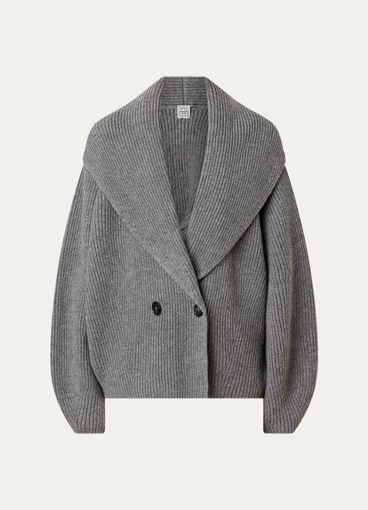 TOTEME Grofgebreid vest in wolblend - voorkant 2 grijs